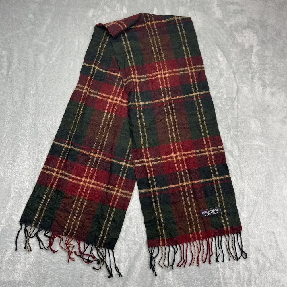 Mens Winter Cashmere Scarf Multi Tartan Plaid Luxurious Accessory Classic Fringe